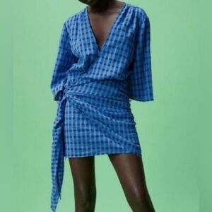 Zara Plaid Wrap Mini Dress